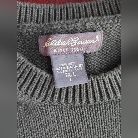 Vintage Eddie Bauer Sage Green Textured Knit Sweater sz LRG - Picture 8 of 8